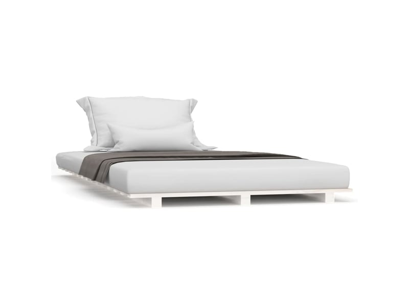  Lit simple- lit adulte -  cadre de lit sans matelas blanc 100x200 cm bois de pin massif  - Conforama A