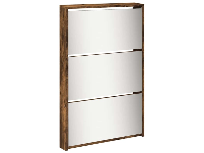  Meuble à chaussure, armoire à chaussures miroir 5 niveaux chêne fumé 63x17x169,5 cm  - Conforama D