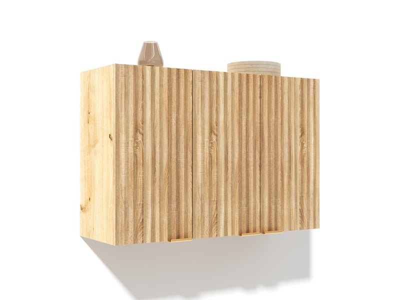 Meuble de rangement mural,90x29x60 cm,3 portes,mdf,naturel - Conforama A