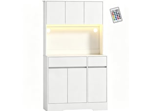 Buffet de cuisine haut 100x38x180 cm 6 portes 2 tiroirs mdf panneau de particules blanc