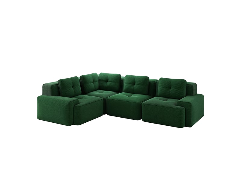  Canapé d’angle modulable profond velours côtelé vert – 295 x 295 x 69 cm Fay Lum - Conforama A