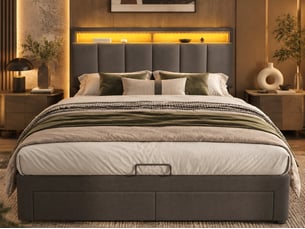 Lit avec rangement 140x190 cm    coloris gris