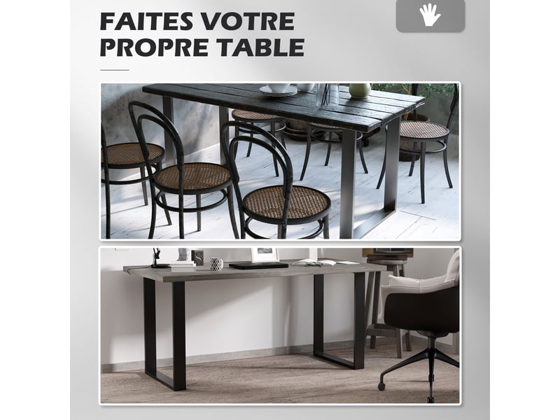  Lot de 4 pieds rectangulaires en acier noir pour table - design contemporain - hauteur 72 cm  - Conforama W