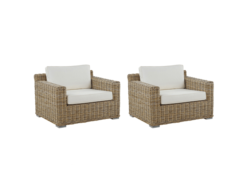  Ensemble de 2 fauteuils de jardin ardea rotin marron clair  - Conforama A