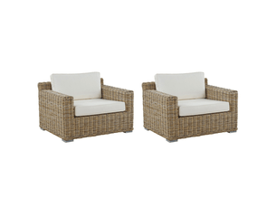 Ensemble de 2 fauteuils de jardin ardea rotin marron clair