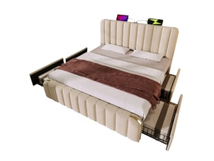 Lit avec rangement 180x200 cm coloris beige