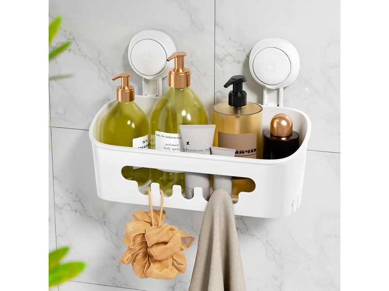  Sakae range-douche sans perçage, ventouse simple, charge 10 kg, réutilisable, pour surfaces lisses salle de bain et cuisine  - Conforama A