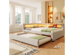 Lit banquette 140x200 cm coloris beige