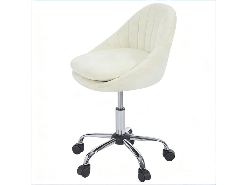  Chaise de bureau pivotante 360° réglable en hauteur - lpospi - velours beige, 52 × 52 × 72-82 cm  - Conforama A