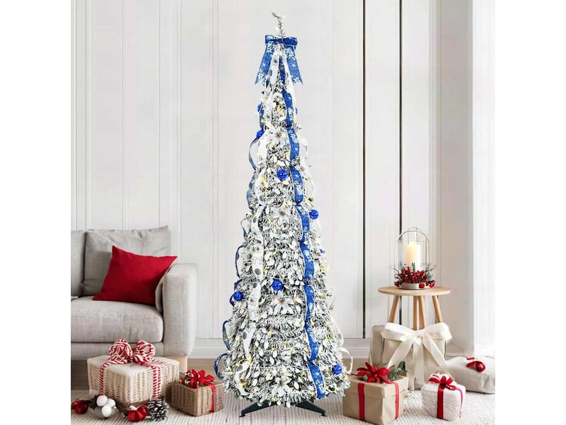  Sapin de noël artificiel, arbre de noël blanc 210 cm pvc  - Conforama B