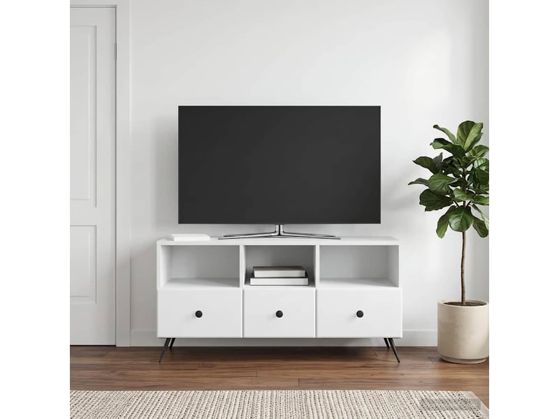 Meuble tv - banc tv - meuble de rangement blanc 102 x 34,5 x 50 cm bois d'ingénierie  - Conforama D