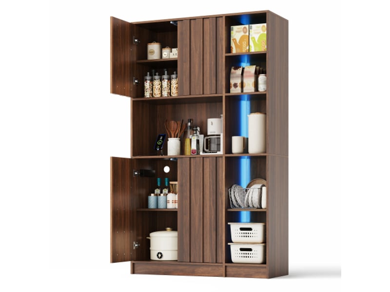  Buffet haut led – étagère cuisine avec prises, bibliothèque et vitrine – meuble salon et salle à manger 180×105×40 cm  - Conforama E