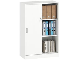 Armoire de bureau à 3 étagères avec 2 serrures de sécurité, panneaux de particules, 80 x 40 x 120 cm, blanche