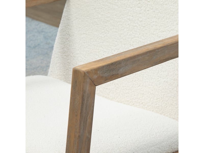  Fauteuil à bascule blanc crème, fauteuil de relaxation rembourré en bois d'hévéa avec revêtement polaire, 60x81x71 cm  - Conforama E