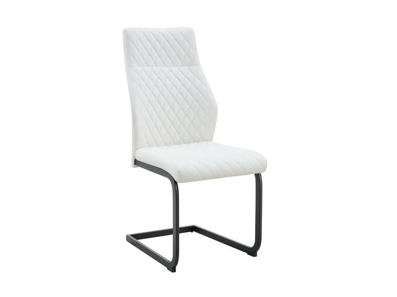  Lot de 2 chaises de salle à manger 43x63x100 cm, chaise cuisine avec dossier haut motif losange, blanc et noir, métal+pu  - Conforama A