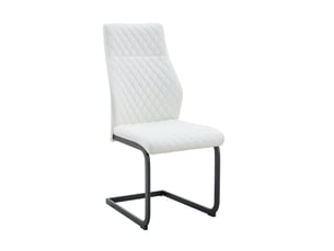 Lot de 2 chaises de salle à manger 43x63x100 cm, chaise cuisine avec dossier haut motif losange, blanc et noir, métal+pu