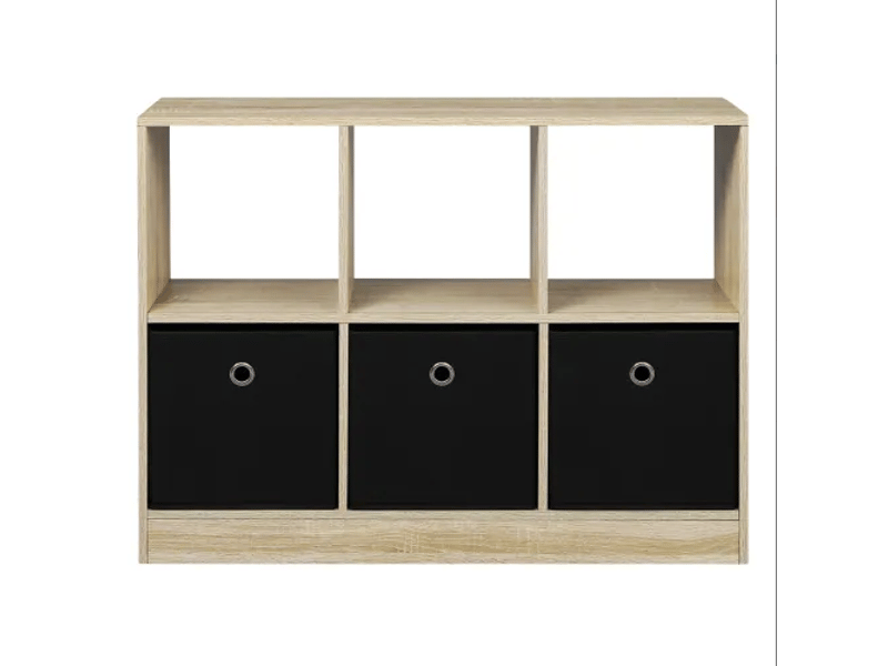  Bibliothèque cube, étagère de rangement sur pied, meuble salon et cuisine polyvalent noir et blanc  - Conforama A
