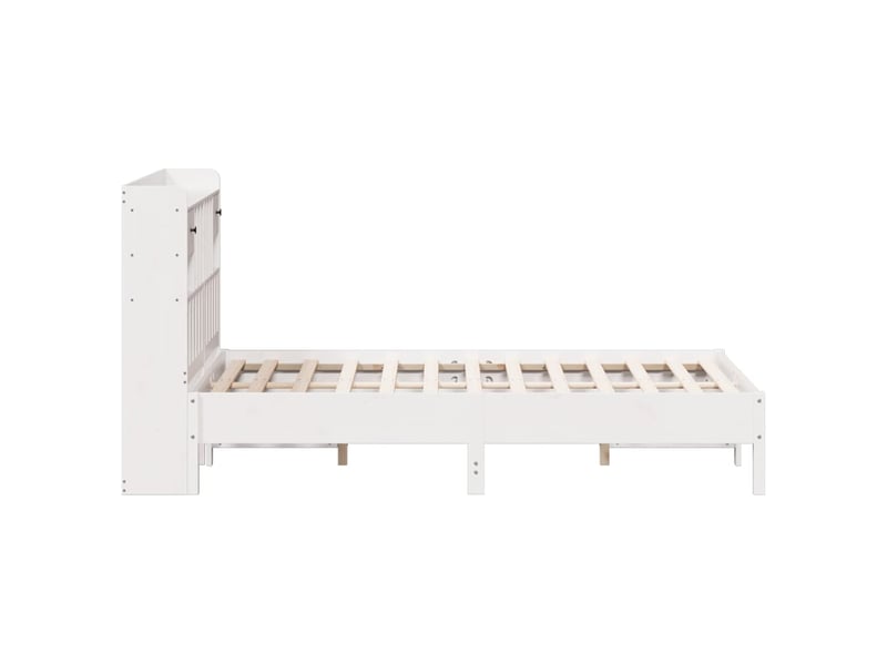  Lit double- lit adulte -  lit bibliothèque sans matelas blanc 140x190 cm bois pin massif  - Conforama D