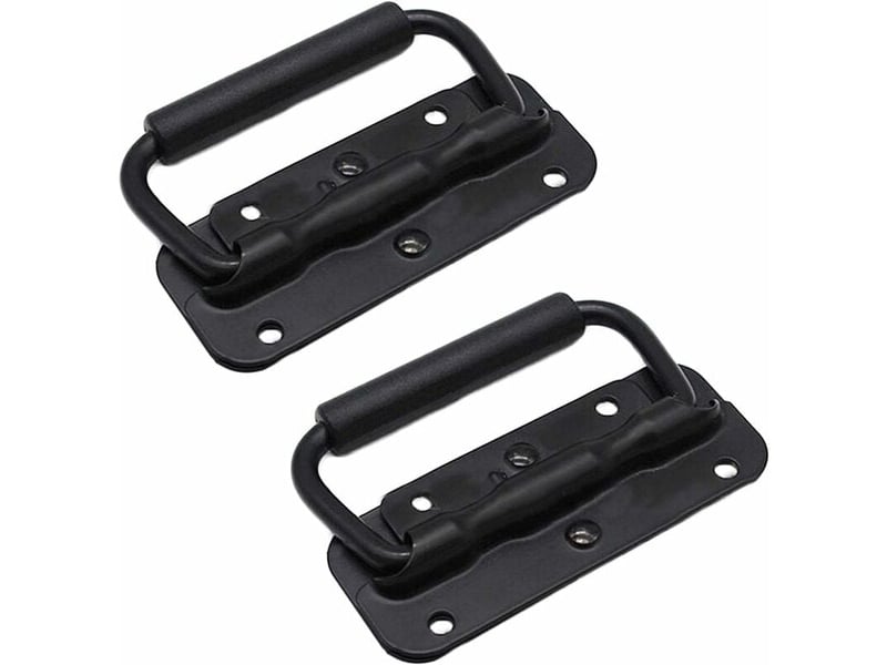  Pack de 4 poignées métalliques pliables noires, poignées pour boîtes à outils et stockage  - Conforama B