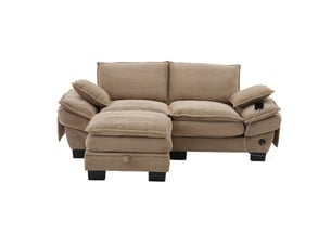 Canapé d'angle réversible fixe <strong>MERAX</strong> <strong></strong> 2 places Velours côtelé kaki