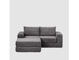 Canapé d'angle droit fixe <strong>STILVORA</strong> <strong></strong> 2 places Velours côtelé Gris