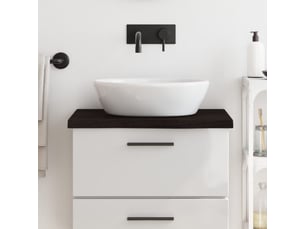 Comptoir de salle de bain, plan de travail marron foncé bois massif traité cf65862