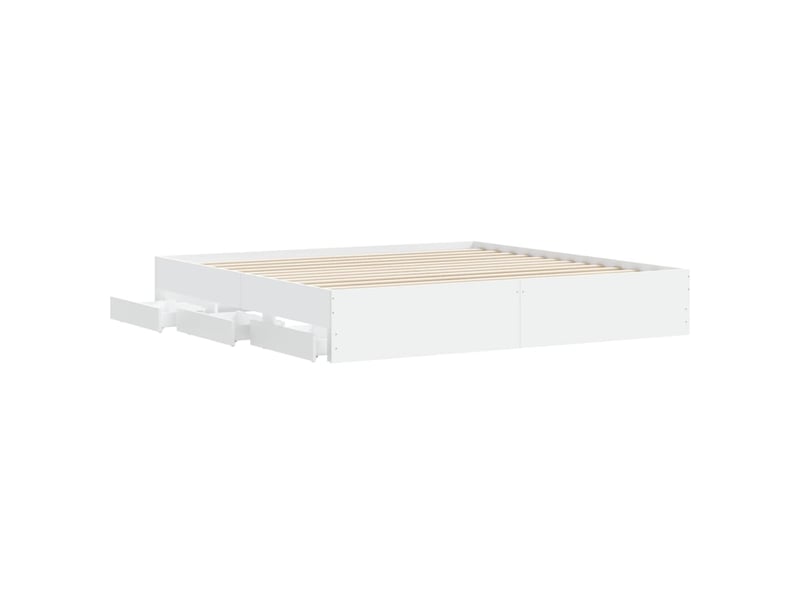 Lit double- lit adulte -  cadre de lit avec tiroirs sans matelas blanc 180x200 cm  - Conforama D