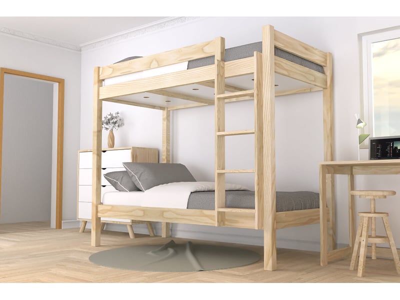  Lit superposé 2 places 80x200 échelle droite bois abc, brut (sans vernis) SUPABCDR82-B - Conforama B