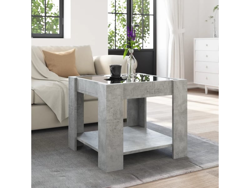  Table basse - table de salon - table à thé avec led gris béton 53x53x45 cm bois d'ingénierie  - Conforama D