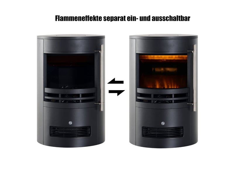  Poêle électrique tcqpz à effet flamme led 41 x 41 x 64,5 cm 9002000 w noir  - Conforama E