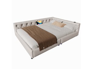 Lit 2 places 140x200 cm <strong>OKWISH</strong> <strong></strong> coloris beige