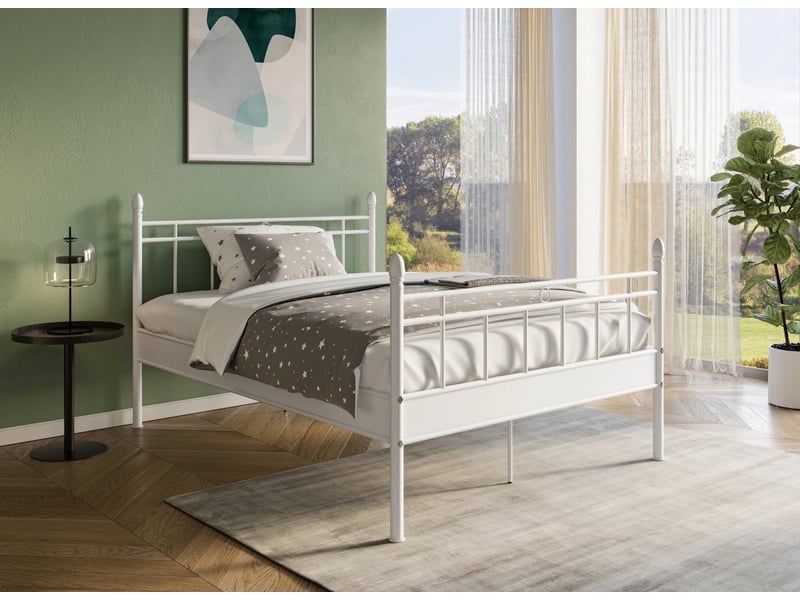 Lit Plateforme Métal 140x190cm - Cadre De Lit Avec Sommier à Lattes Noir Hauteur 8cm