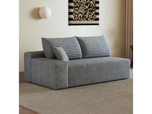 Canapé droit convertible <strong></strong> <strong></strong> 2 places Tissu gris