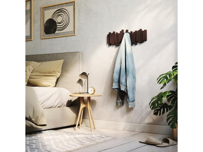  Porte-manteau mural moderne, créatif pour touches de piano avec 5 crochets pliants, marron - xjd001175zls XJD001175ZLS - Conforama E