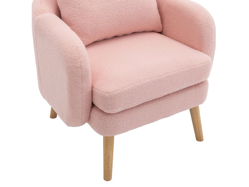  Fauteuil teddy rose 1 place avec coussin, assise rembourrée 14 cm et style moderne pour votre intérieur  - Conforama D