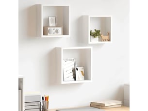 Lot de 3 étagères murales cube, étagères suspendues blanc mdf cf43321