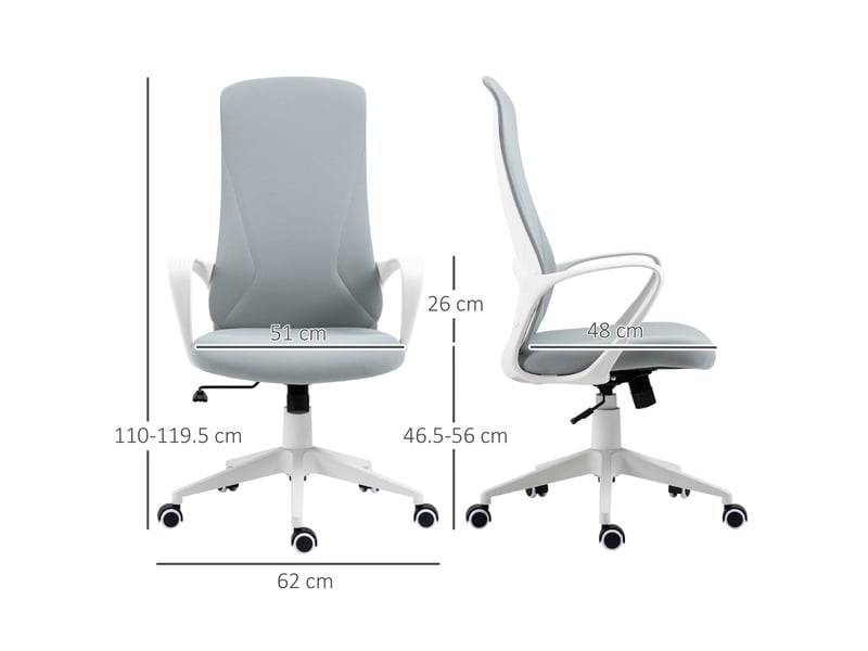  Chaise de bureau ergonomique avec hauteur et inclinaison réglables, 62 x 56 x 110-119,5 cm  - Conforama E