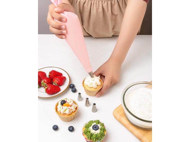 Ensemble de poches à douille, douilles à pâtisserie, accessoires de pâtisserie (rose,40 pièces) - pink - Conforama B