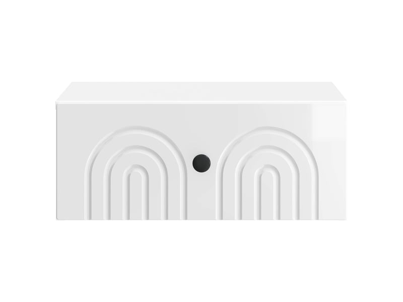  Table de chevet mural 2 pièces blanc brillant 49 x 34,5 x 20 cm  - Conforama E