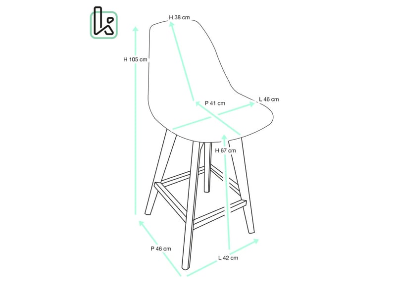  Lot de 2 chaises de bar scandinaves slick 67 cm en tissu patchwork bleu avec pieds en bois 164-SLICK - Conforama R
