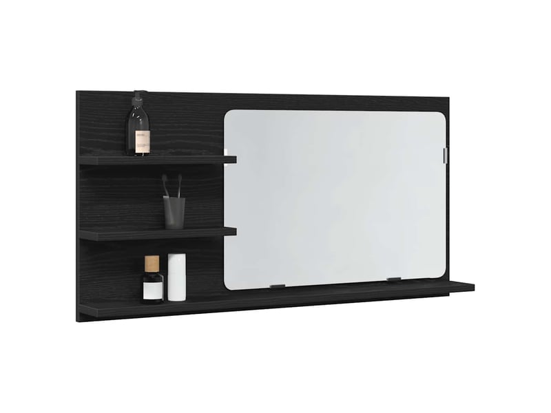  Armoire de salle de bain avec miroir en chêne noir 90x11x45cm bois d'ingénierie  - Conforama D