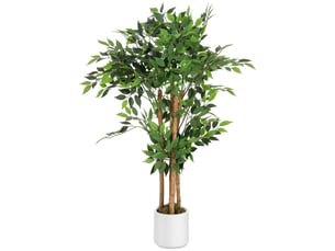 Plante artificielle de banian verte en peva et bois avec pot en pp et ciment, 55 x 55 x 120 cm