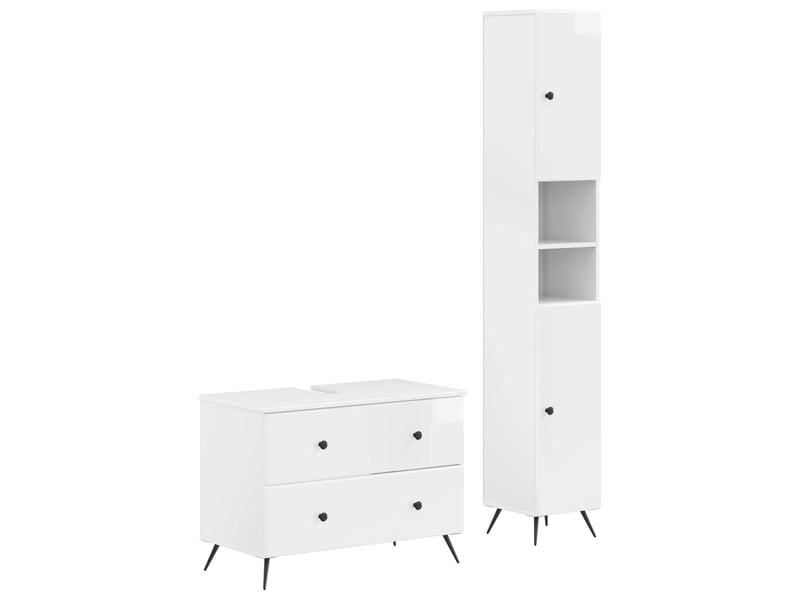 Ensemble de 2 meubles de salle de bain breda blanc brillant cf63080 - Conforama A