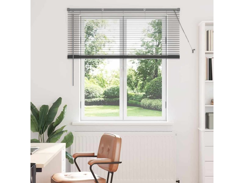 Store vénitien, store de fenêtre gris foncé 130 x 125 cm 25 mm aluminium cf47868 - Conforama B
