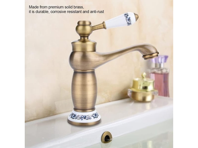  Mitigeur rétro laiton céramique, col long floral vintage. Eau froidechaude, pour cuisine et salle de bain. Design antique élégant.  - Conforama C