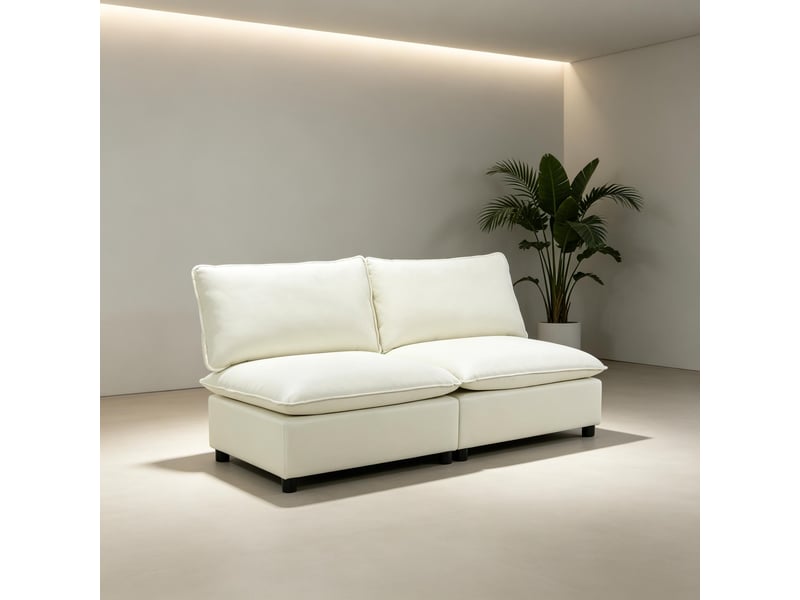 Canapé 2 places, canapé de salon, assise spacieuse, sans accoudoirs, coussins épais, design moderne, pour salon, 146 cm - Conforama E