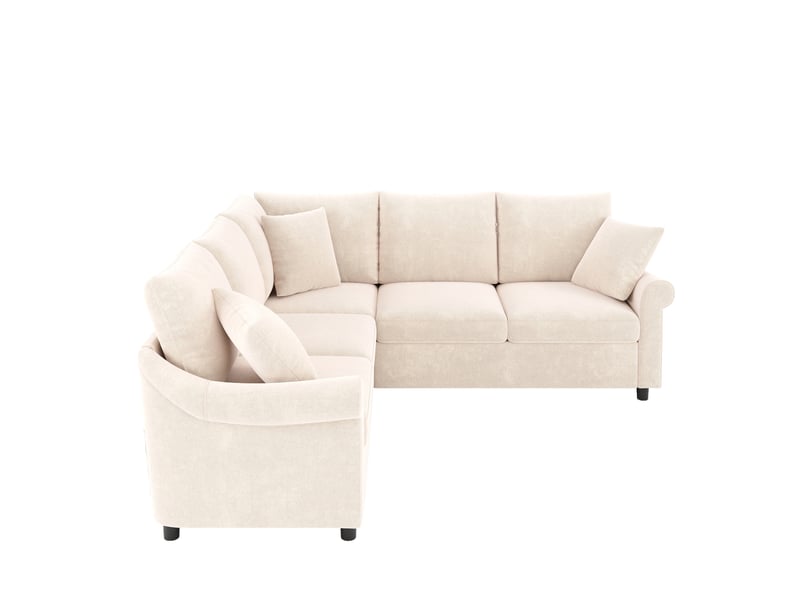 Canapé d’angle 5 places 217x217x83 cm en chenille beige - Conforama A