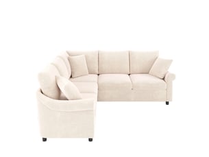 Canapé d’angle 5 places 217x217x83 cm en chenille beige