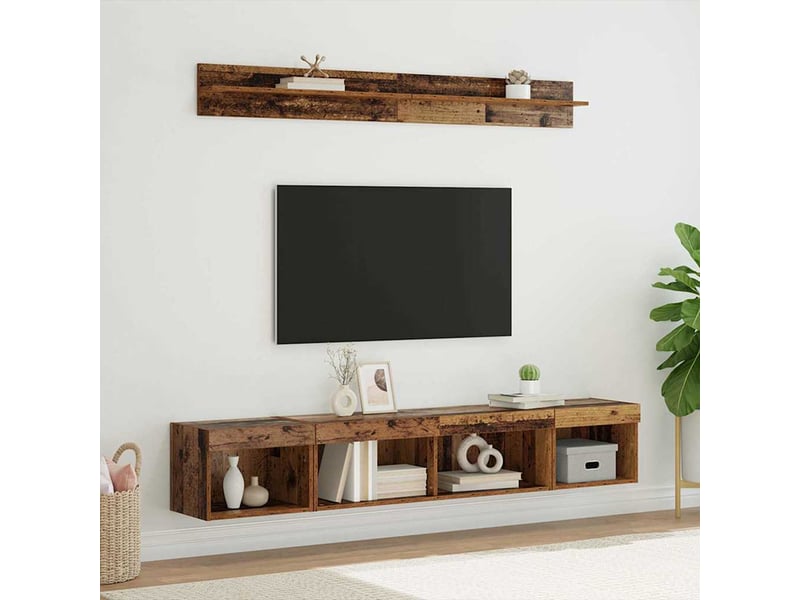 Ensemble de meuble tv - banc tv - meuble de rangement mural 5 pcs bois ancien bois d'ingénierie - Conforama B