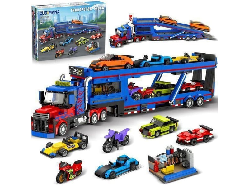  Set de construction camion transport 1050 pieces avec rampe ajustable et mini vehicules 151498_AAANZ42953_6_DROPFR - Conforama A